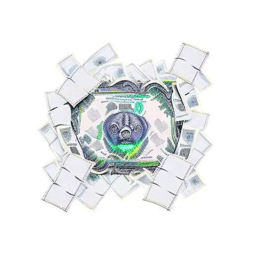 chain link fence made of rolled up hundred dollar bills tattoo design idea