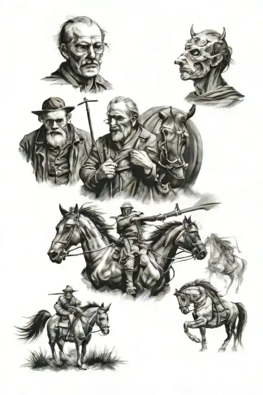 4 horseman of the apocalypse: misery, despair,  terror and bewilderment  tattoo design idea