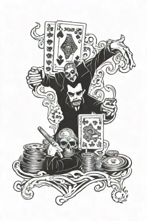 risky lifestyle gambling addiction thug life and a way to a good life tattoo design idea