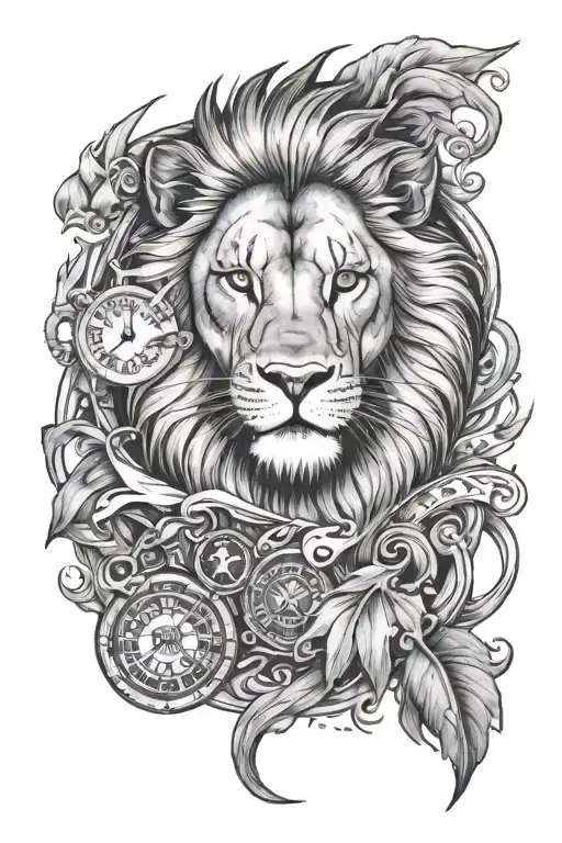 a full sleeve tattoo relating to a lifestyle full of vices gambling addiction suicide thug life, lion tattoo design idea