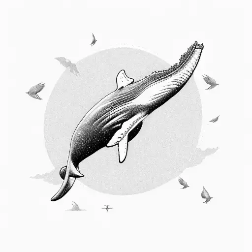 whale with wings tattoo design idea