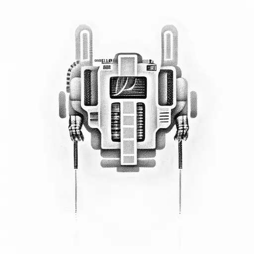  robot psychedelic 80s  tattoo design idea