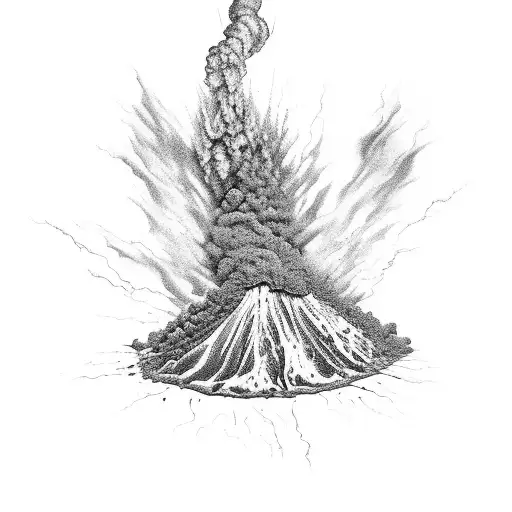 Pompeii volcano explosion tattoo design idea
