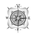 A dotwork compass with the words 'forever and always' as a reminder of the unwavering love and guidance your husband provided tattoo design idea