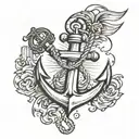 Anchor and beer and paddle  tattoo design idea