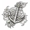 Anchor and beer and paddle  tattoo design idea