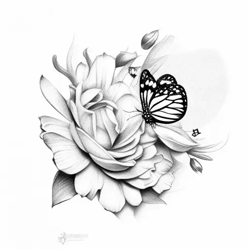 flower, butterfly, growth tattoo design idea