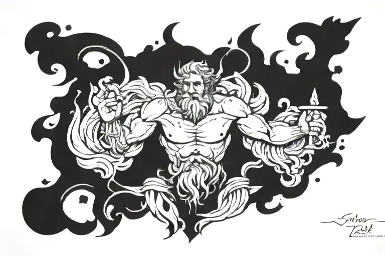 zeus like marble stature tattoo design idea