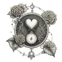 scales, with a realistic heart on one side and a brain on the other, symbolizing balance. Both elements should be equall tattoo design idea