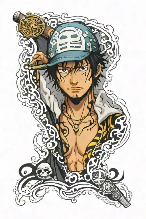 Trafalgar law one piece anime tattoo design idea