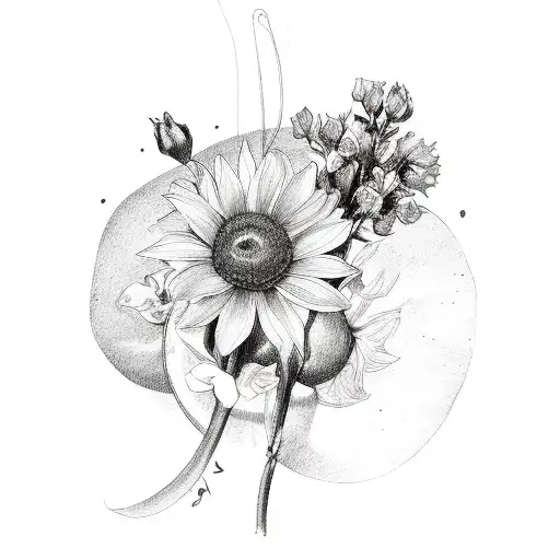 bouquet of the birth flowers of april, july, september, and october  tattoo design idea