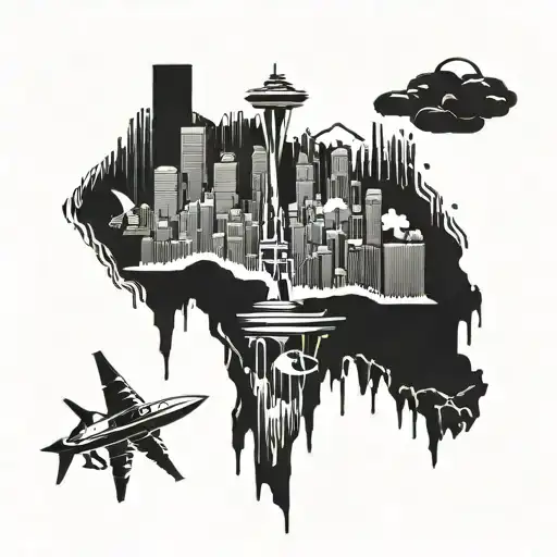 Combine elements of the Seattle and Rwanda skylines in a unique and abstract design tattoo design idea