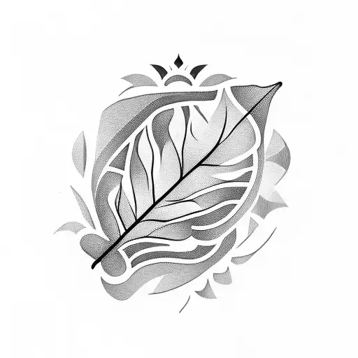 hand-poked, abstract, leaf tattoo design idea