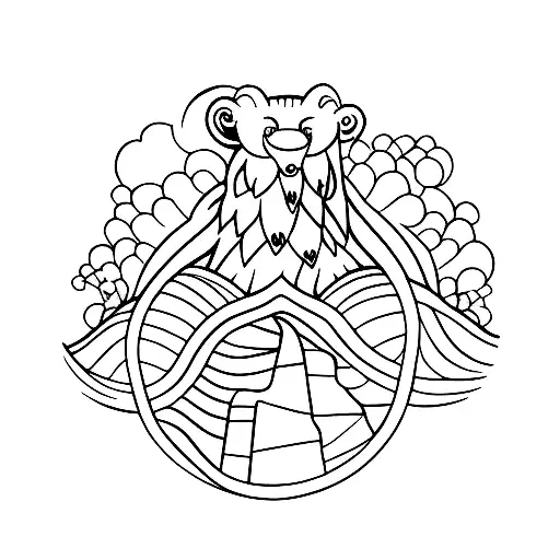 rainforest creek running through hills tattoo design idea