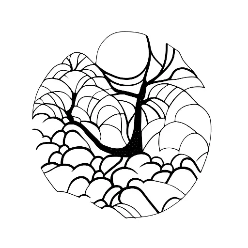 A minimalistic design featuring the outline of a Gum tree and its distinctive bark pattern tattoo design idea