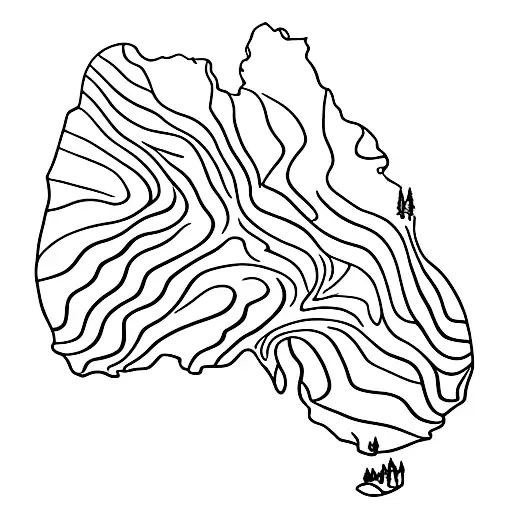 rainforest creek running through australian hills tattoo design idea