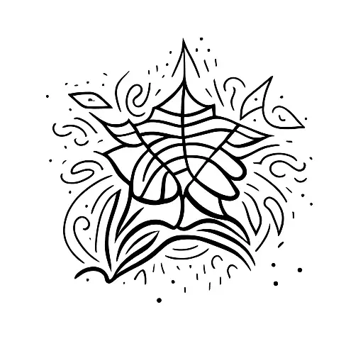 hand-poked, abstract, leaf tattoo design idea