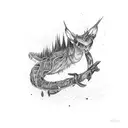 rainforest creek running through australian hills tattoo design idea