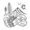 rainforest creek running through australian hills tattoo design idea