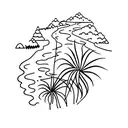 rainforest creek running through australian hills tattoo design idea