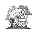 rainforest creek running through hills tattoo design idea