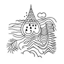 rainforest creek running through hills tattoo design idea