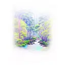 rainforest creek running through australian hills tattoo design idea