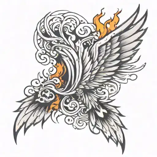 burning wing tattoo on leg tattoo design idea