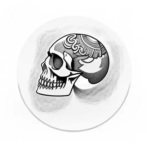 Mercury God small with skull tattoo design idea