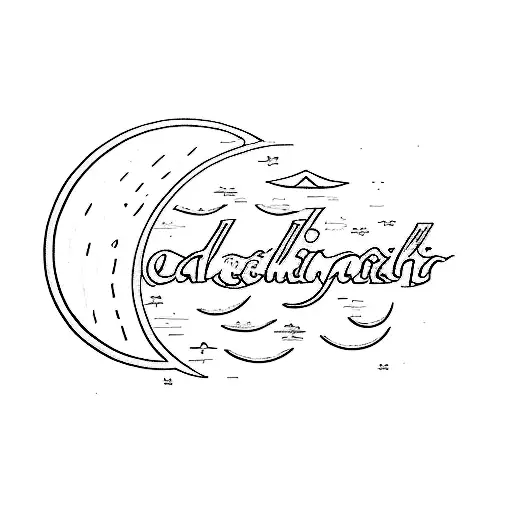 a cloud with the word Aaliyah on it with a crescent moon tattoo design idea