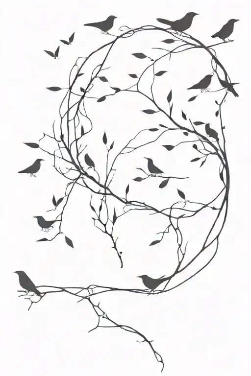 modest poison tree and black birds flying above it tattoo design idea