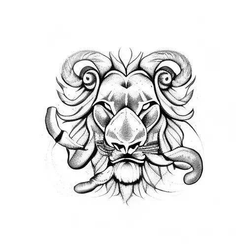 queue de scorpion et tête de lion tattoo design idea