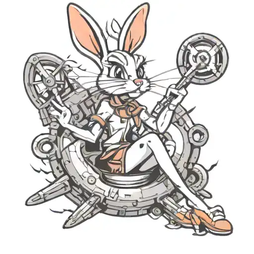 lola bunny sitting on a nuclear bomb tattoo design idea