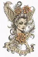 never give up tattoo design idea