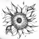 half sunflower with falling petals tattoo design idea