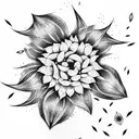 half sunflower with falling petals tattoo design idea