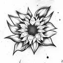half sunflower with falling petals tattoo design idea