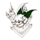 Dragon with white pigoen around a castle tattoo design idea