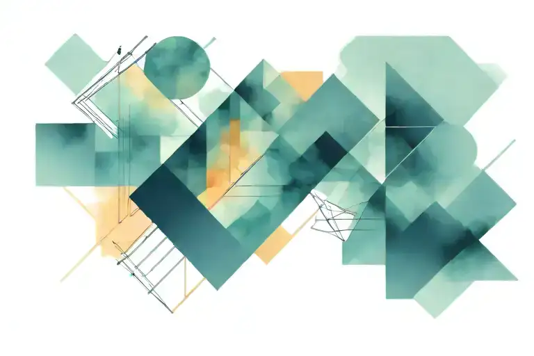 A leg band, lines and square abstract shapes through a geometric sunset tattoo design idea