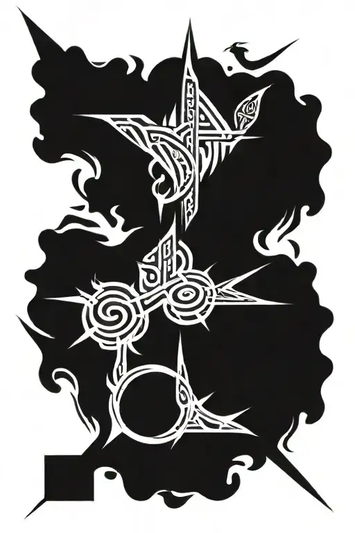 runes fire, air, water, earth and spirit tattoo design idea