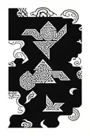 runes fire, air, water, earth and spirit tattoo design idea