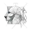 silent knight with geometric lines and infographic tattoo design idea