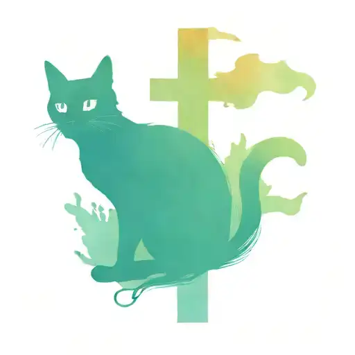 cats memorial cross tattoo design idea