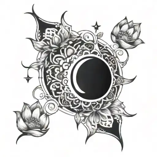 moon and lotus mandala moonlit tattoo design idea