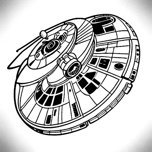 millenium falcon from starwars tattoo design idea