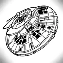 millenium falcon from starwars tattoo design idea