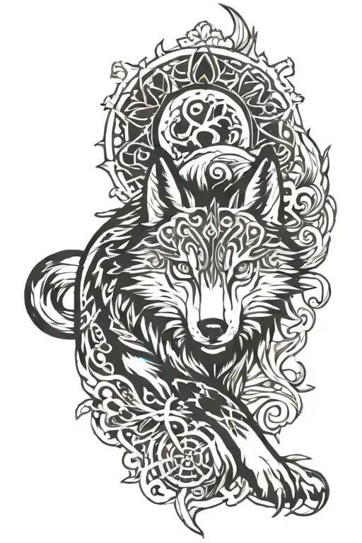Okami Wolf tattoo design idea