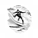 A powerful wakeboarder jumping over a Great Wall of China-inspired wave, showcasing your love for wakeboarding and China tattoo design idea