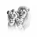 lion family tattoo design idea