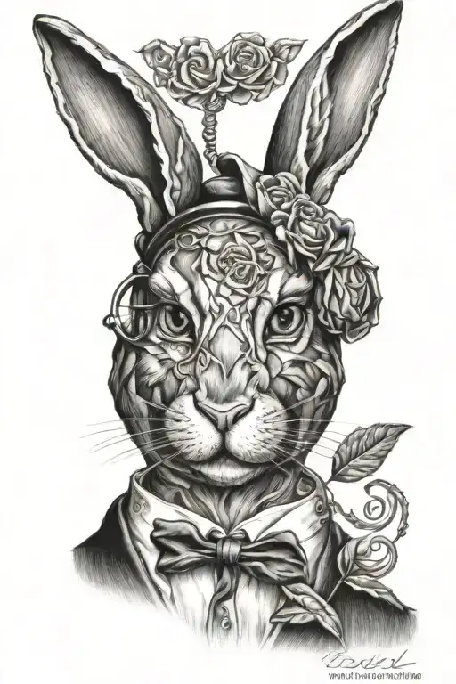 playboy bunny humanoid face tattoo design idea
